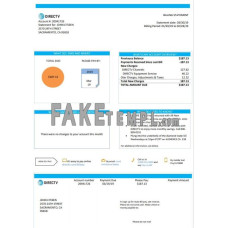 USA California Directv fake utility bill Word and PDF template