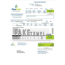 USA California FireSide natural gas fake utility bill Word and PDF template