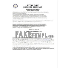 USA City of Flint Michigan Notice to occupant water shutoff notice fake utility bill Word and PDF template