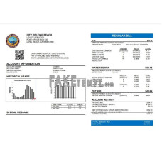 USA City of Long Beach fake utility bill Word and PDF template