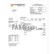 USA Cornwall Electric fake utility bill Word and PDF template