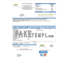 USA Florida City of West Palm Beach fake utility bill Word and PDF template