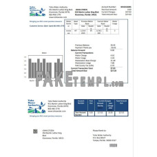 USA Florida Toho Water Authority fake utility bill Word and PDF template