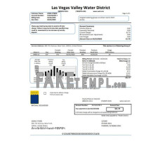 USA Las Vegas Valley Water District (LVVWD) fake utility bill Word and PDF template