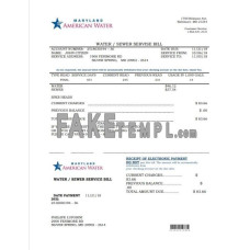 USA Maryland American fake water utility bill Word and PDF template