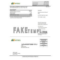 USA Massachusetts Boston NYSEG fake electricity utility bill Word and PDF template