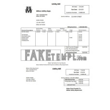 USA Massachusetts Milton Utility Dept fake water utility bill Word and PDF template