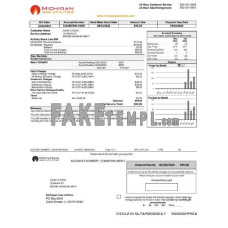 USA Michigan gas utilities fake utility bill Word and PDF template