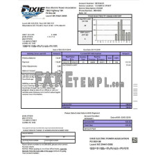 USA Mississipi Dixie Electric fake electricity utility bill Word and PDF template