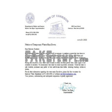 USA New Jersey Town of Harrison fake water utility bill Word and PDF template