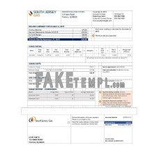 USA New Jersey gas fake utility bill Word and PDF template