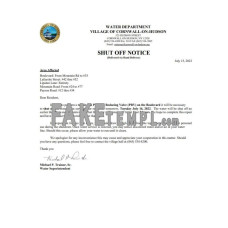 USA New York Cornwall-on-Hudson fake water utility bill Word and PDF template