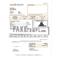 USA New York Gas South fake utility bill Word and PDF template