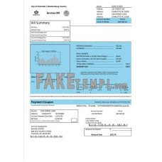 USA North Carolina City of Charlotte fake water utility bill Word and PDF template