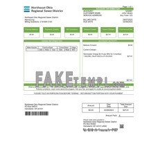 USA Northeast Ohio Regional Sewer District fake utility bill Word and PDF template