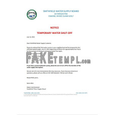 USA Rhode Island Smithfield water supply board fake water utility bill Word and PDF template