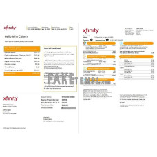 USA San Francisco Xfinity Comcast fake utility bill Word and PDF template (2 pages)