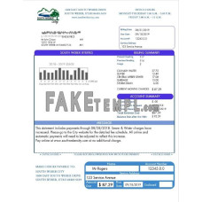 USA South Weber City Utah fake water utility bill Word and PDF template