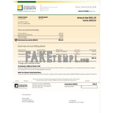 USA Southern California Edison fake utility bill Word and PDF template