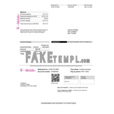 USA T-Mobile fake utility bill Word and PDF template