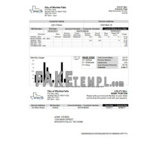 USA The City of Wichita Falls fake utility bill Word and PDF template