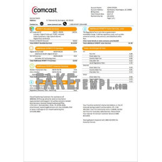 USA Utah Comcast fake utility bill Word and PDF template