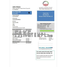 United Arab Emirates Abu Dhabi Distribution fake water utility bill Word and PDF template