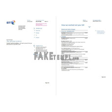 United Kingdom BT fake utility bill Word and PDF template, 2 pages