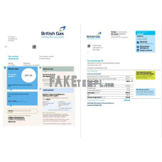 United Kingdom British Gas fake utility bill Word and PDF template, 2 pages