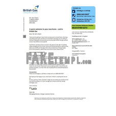 United Kingdom British Gas fake utility bill Word and PDF template, version 2