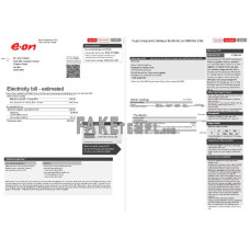 United Kingdom E.ON fake electricity utility bill Word and PDF template, 2 pages, version 1