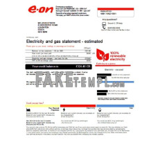 United Kingdom E.ON fake utility bill Word and PDF template, version 3