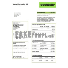 United Kingdom Ecotricity fake electricity utility bill Word and PDF template