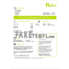 United Kingdom Flow Energy fake utility bill Word and PDF template