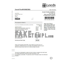 United Kingdom Leeds City Council tax fake utility bill Word and PDF template