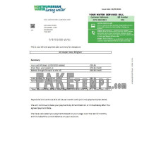 United Kingdom Northumbrian fake water utility bill Word and PDF template, version 1