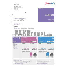 United Kingdom Npowerfake utility bill photoshop template PSD