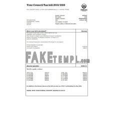 United Kingdom Oldham council tax fake utility bill Word and PDF template