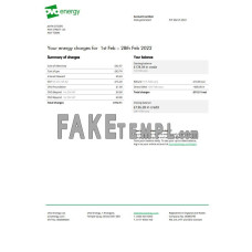 United Kingdom Ovo Energy fake electricity utility bill Word and PDF template