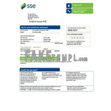 United Kingdom SSE Energy fake utility bill Word and PDF template, version 3