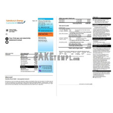 United Kingdom Sainsbury’s Energy (British Gas) fake utility bill Word and PDF template, 3 pages