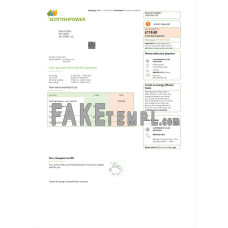 United Kingdom Scottish Power fake utility bill Word and PDF template