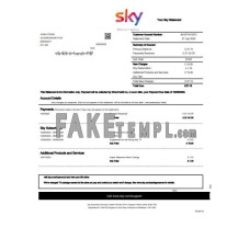 United Kingdom Sky fake utility bill Word and PDF template