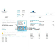 United Kingdom South Staffs fake water utility bill Word and PDF template, 2 pages