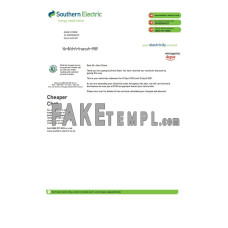 United Kingdom Southern Electric fake utility bill Word and PDF template