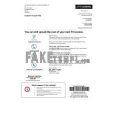 United Kingdom TV Licensing fake utility bill Word and PDF template