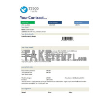 United Kingdom Tesco Mobile fake utility bill Word and PDF template