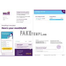 United Kingdom Utility Warehouse fake electricity utility bill Word and PDF template (6 pages)