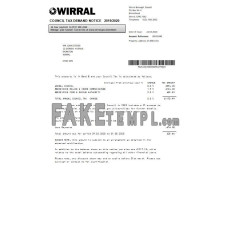 United Kingdom Wirral council tax fake utility bill Word and PDF template