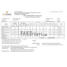 Vietnam Vinhomes fake utility bill Word and PDF template